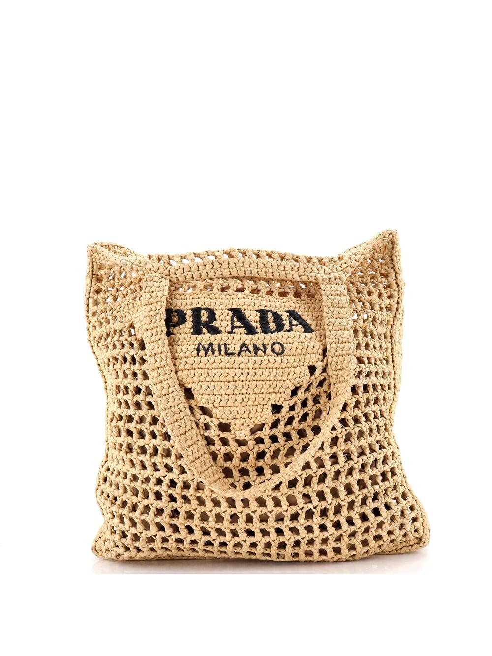 Prada Triangle Logo Open Tote Raffia #285095P15B